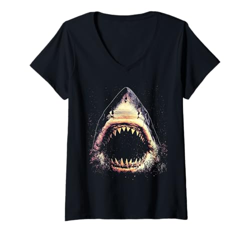 Damen Shark On T-Shirt mit V-Ausschnitt von DesignerZoo by FarmThreads