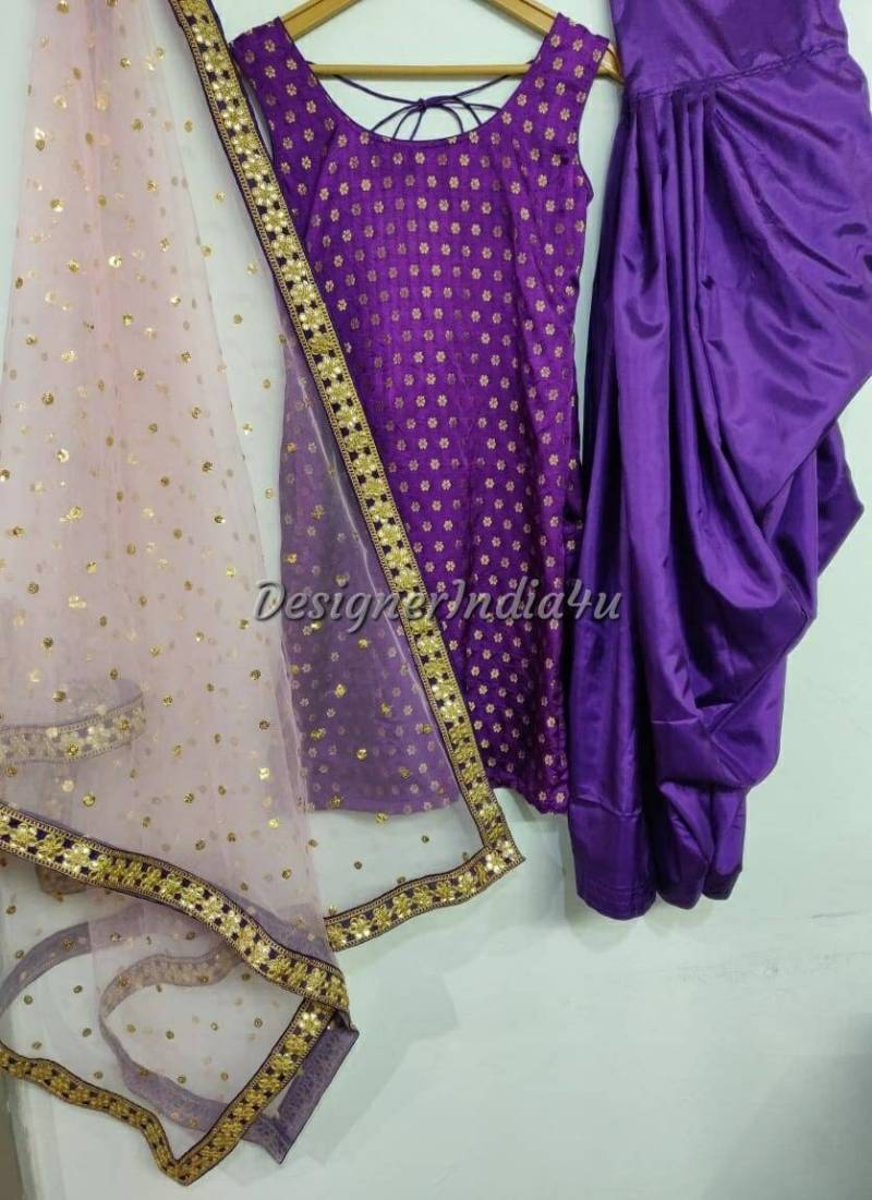 Purple Salwar Kameez Punjabi Patiala Anzug Mit Netz Dupatta Für Frauen von Designerindia4u