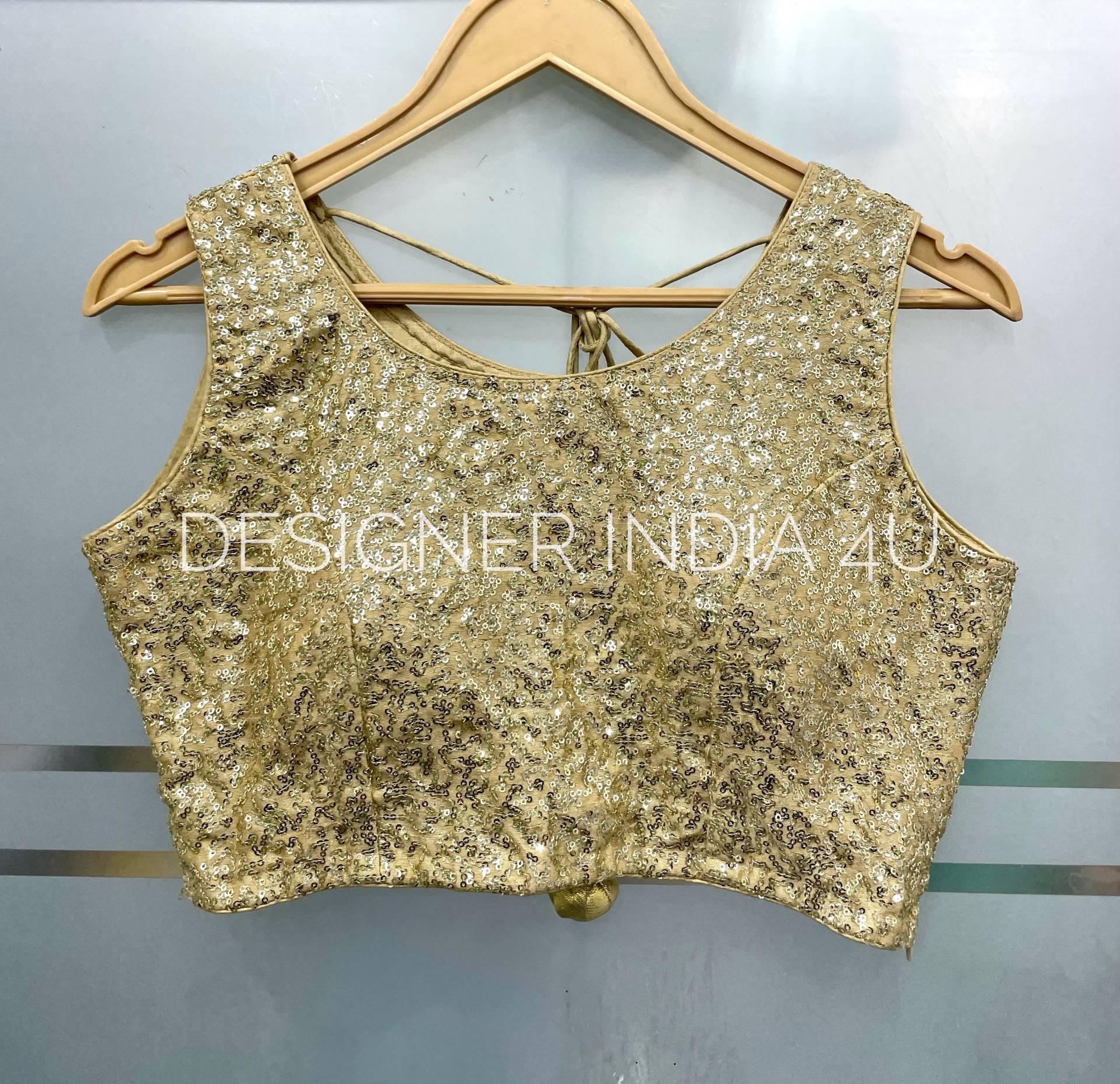 Lite Gold Pailletten Bestickte Bluse Für Frauen Designer Party Tragen Blusen von Designerindia4u