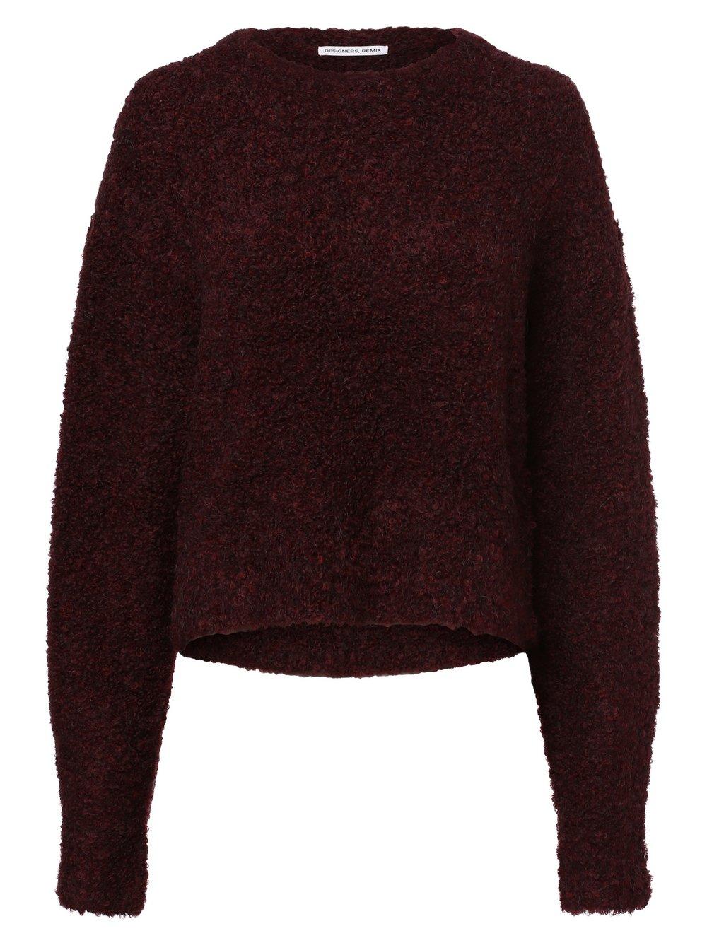 Designers Remix Pullover mit Alpaka-Anteil Damen Wolle Rundhals meliert, bordeaux von Designers Remix