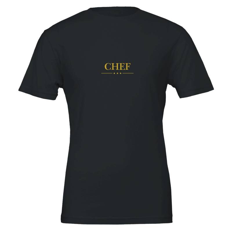 Chef T-Shirt Herren Damen | Lustiges Sprüche Shirt Geschenk Für Schwarzes Baumwollshirt Mit Gold-Aufdruck von DesignfabrikMurtal