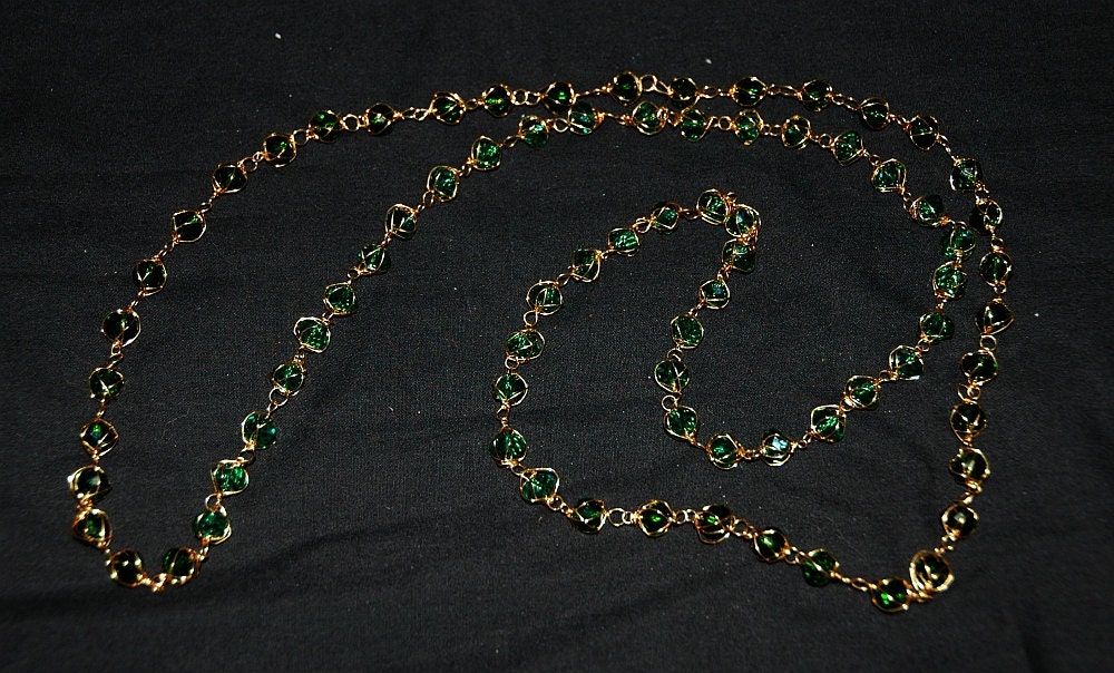 Gold Vergoldet Smaragdgrün Käfig Kristall Halskette von DesigningRoseStore