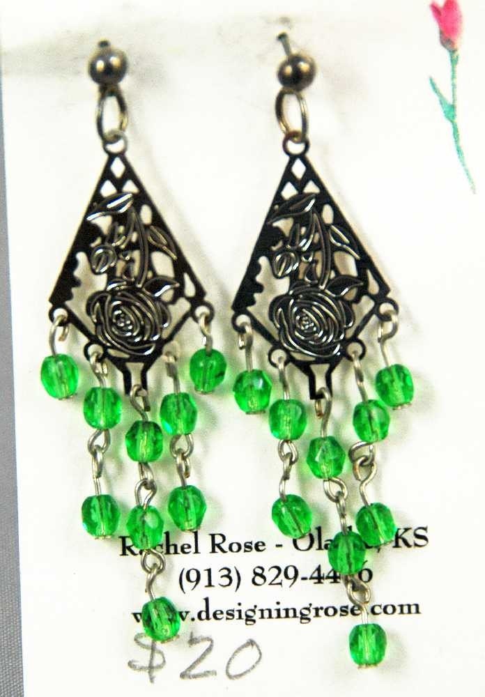 Grüne Ohrringe Kristall Und Kite von DesigningRoseStore