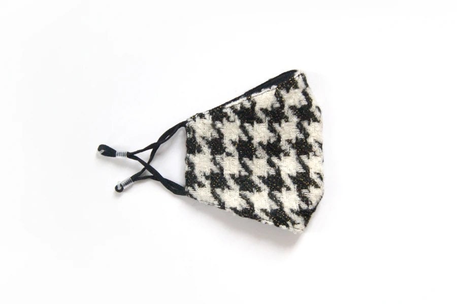 Behelfmaske Big Hahnentritt Design - Schwarz Weiß von Designkonzept