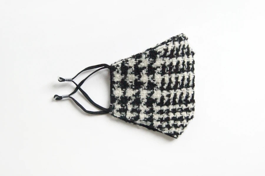 Behelfmaske Hahnentritt Design - Schwarz Weiß von Designkonzept