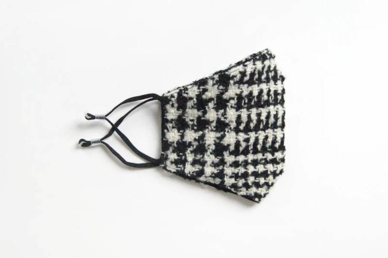 Behelfmaske Hahnentritt Design - Schwarz Weiß von Designkonzept