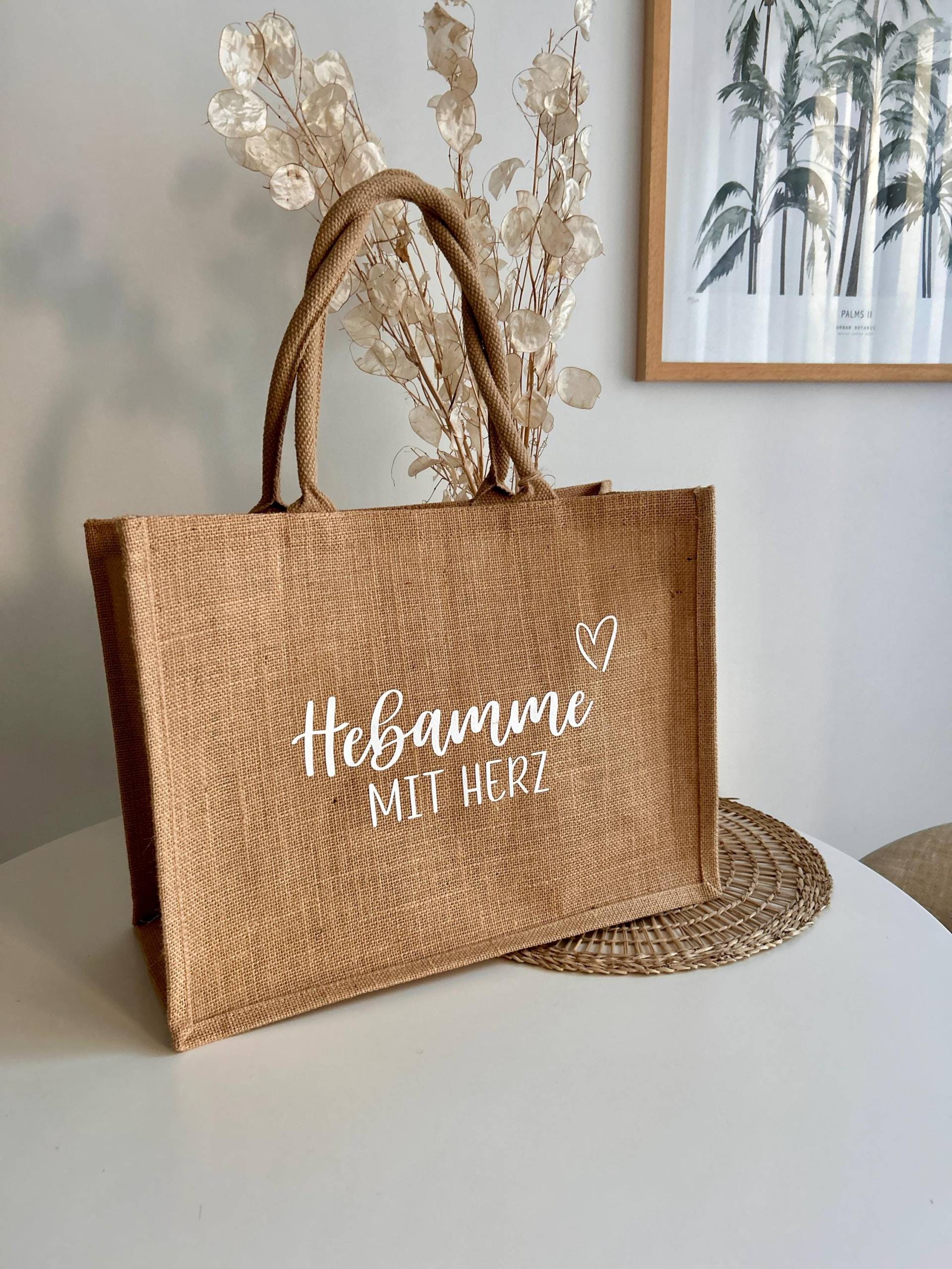 Hebamme Mit Herz - Jute Tasche | Geschenktasche Geschenk Idee Geburt New Born An Die Kleinigkeit Danke von Designmalea