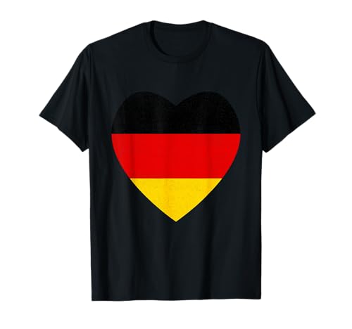 Deutschland Herz Flagge Schwarz Rot Patriotisch Damen Herren T-Shirt von Designs Mit Herz für Damen & Herren