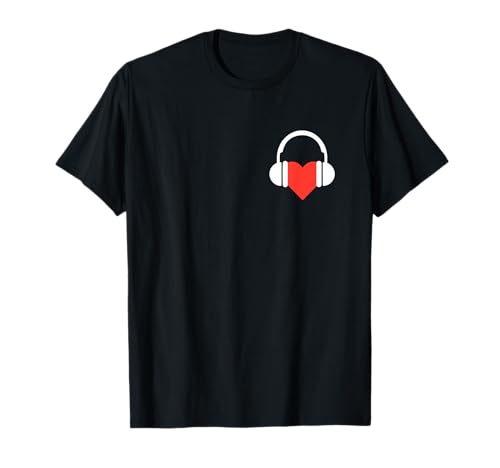 Hemd Mit Kopfhörer Rotem Herz Damen Mädchen, Red Heart Musik T-Shirt von Designs Mit Herz für Damen & Herren