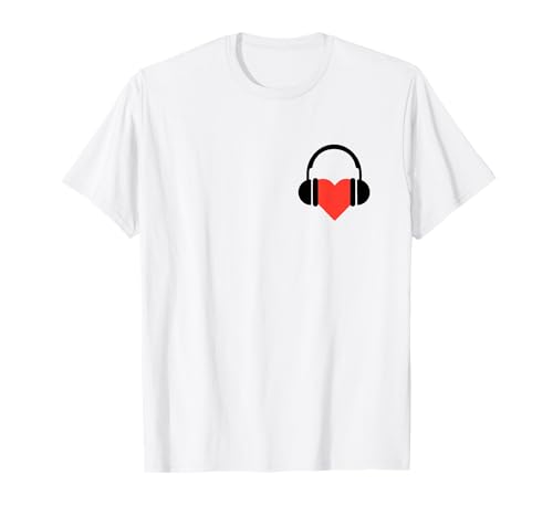 Hemd Mit Kopfhörer Rotem Herz Damen Mädchen, Red Heart Musik T-Shirt von Designs Mit Herz für Damen & Herren