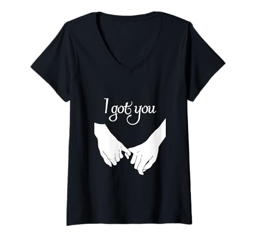 Damen I Got You Pinky Promise – Symbol der Unterstützung und Verbindung T-Shirt mit V-Ausschnitt von Designs by Alondra