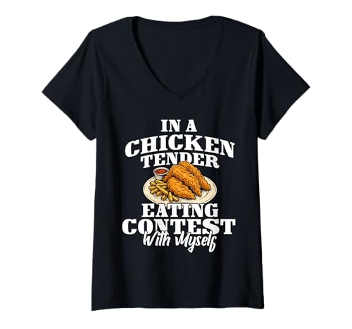 Damen In A Chicken Tender Eating Contest with Myself T-Shirt mit V-Ausschnitt Damen In A Chicken Tender Eating Contest with Myself T-Shirt mit V-Ausschnitt von Designs für Hühnerzüchter