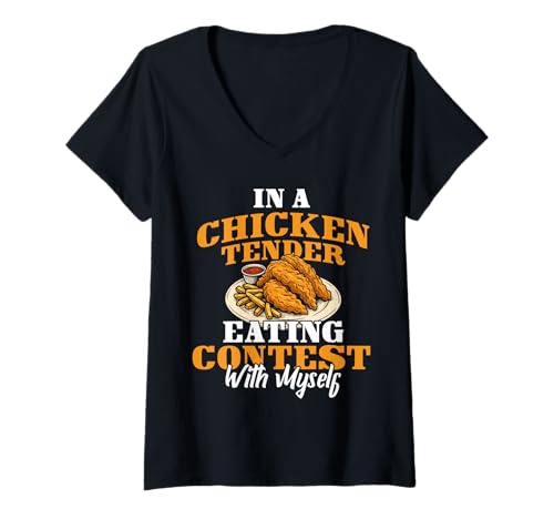 Damen In A Chicken Tender Eating Contest with Myself T-Shirt mit V-Ausschnitt Damen In A Chicken Tender Eating Contest with Myself T-Shirt mit V-Ausschnitt von Designs für Hühnerzüchter