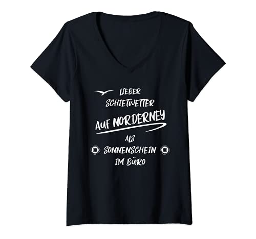 Damen Schietwetter auf Norderney - Norderney Fan T-Shirt mit V-Ausschnitt Damen Schietwetter auf Norderney - Norderney Fan T-Shirt mit V-Ausschnitt von Designs für Norderney Fans
