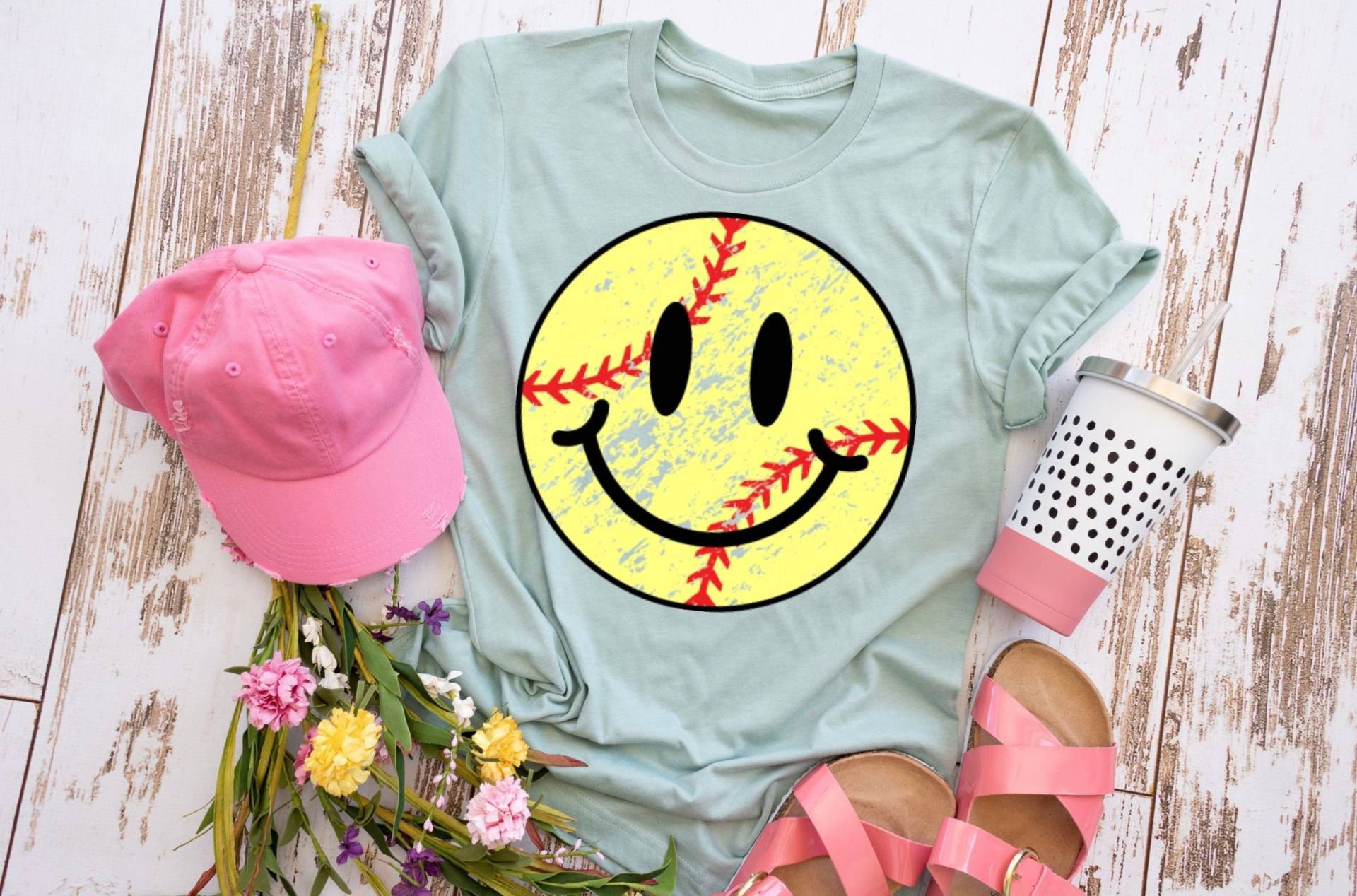 Softball Smiley Gesicht Shirt/ Mom Life Kinder Shirt von DesignsByDutches