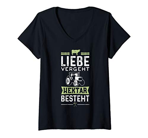 Damen Liebe Vergeht Hektar Besteht - Acker T-Shirt mit V-Ausschnitt von DesignsByJnk5 Landwirt
