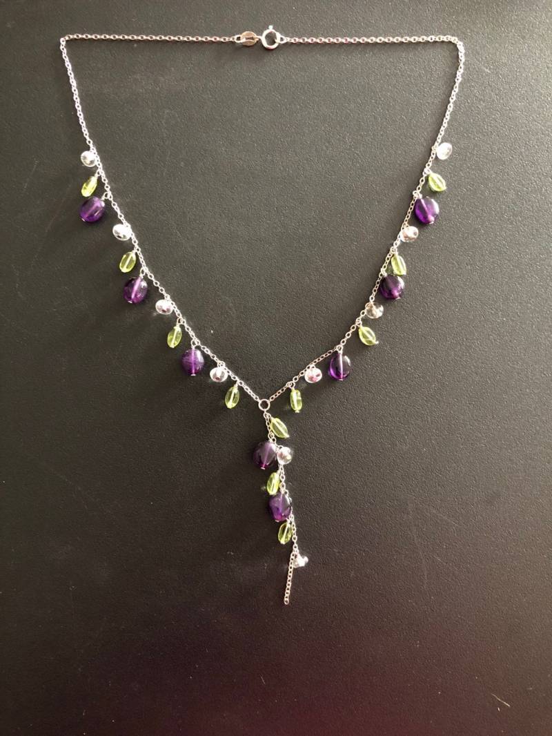 Amethyst, Peridot, Swarovski Kristalle An Einer Sterling Silber Kette #10 von DesignsByLoneWolf