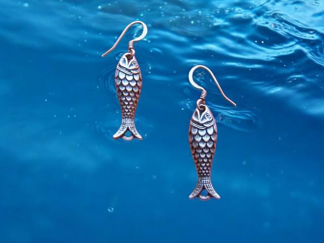 Antike Silber Jesus Fisch Ohrringe, Christlicher Religiöser Schmuck von DesignsByMaral