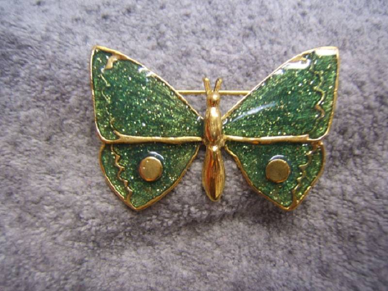 Emaille Pin Schmetterling Brosche Schmuck Broschen Insekt Gold W Grün Geschenk Für Freundin Frau Mutter Sie On Sale #80311 von DesignsByMaral