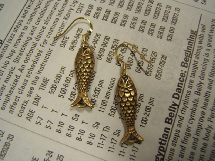 Jesus Fisch Ohrringe Gold Ton Christian Baumeln Ohrringe von DesignsByMaral