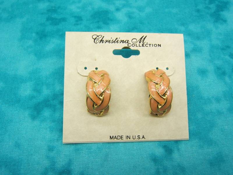 Vintage Schmuck Clip On Gold Ohrring Emaille Ohrringe Clips Damen Modeschmuck Boho Chic Geschenkidee Geburtstag Super #60434-4Sc von DesignsByMaral