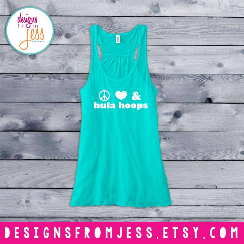 Peace Love & Hula Hoops - Fließendes Racerback Tank-Top von DesignsFromJess