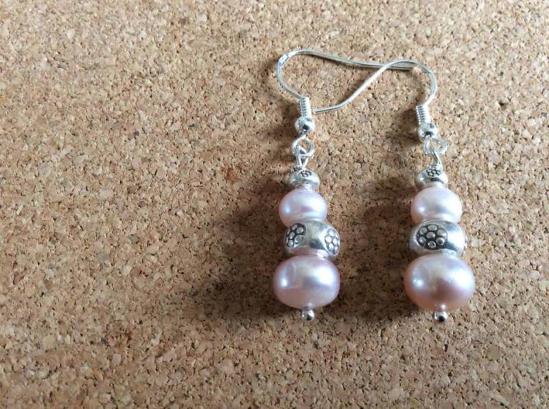 Rosa Süßwasserperlen Mit Thai Karen Silber 99, 9 Prozent Bedruckte Perlen von DesignsOnBenbecula2