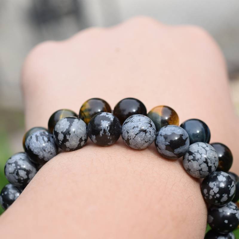 Echtes Tigerauge Perlenarmband Und Echtes Schneeflocken Obsidian | Echte Perlen von DesignsbyCaitlynMary