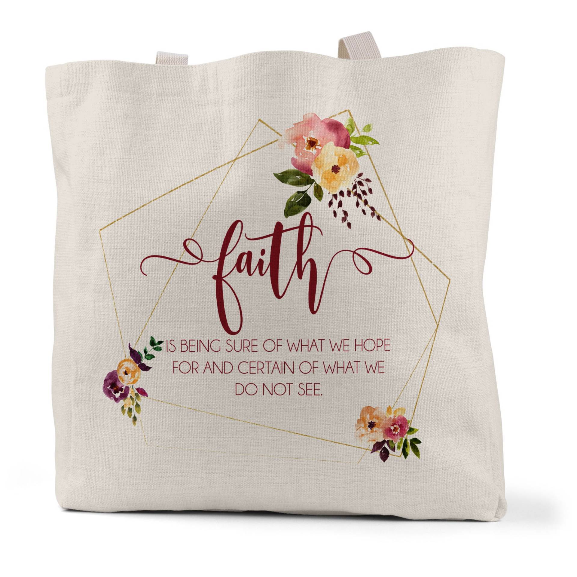 Christian Tote Bag, Hebräer 111 Bibel Buch Tasche, Christliche Kleidung, Schrifttasche, Große Tasche, Journal Jesus, Glaube C-Scr025 von DesignsbyLindaNeeToo