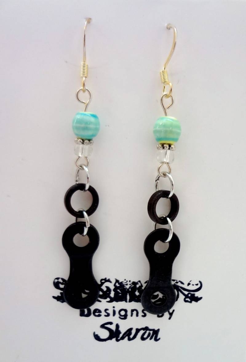 Fahrrad Kette Roller Ohrringe, Schmuck, Geschenk, Teil Baumeln Ohrringe von DesignsbySharonVa
