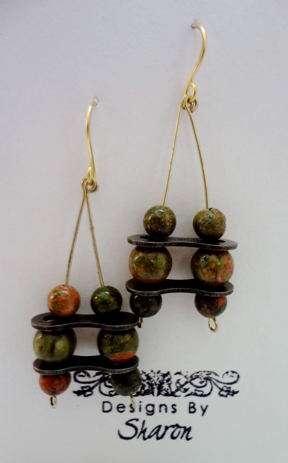 Unakit Edelstein Recycelte Fahrrad Kronleuchter Ohrringe von DesignsbySharonVa