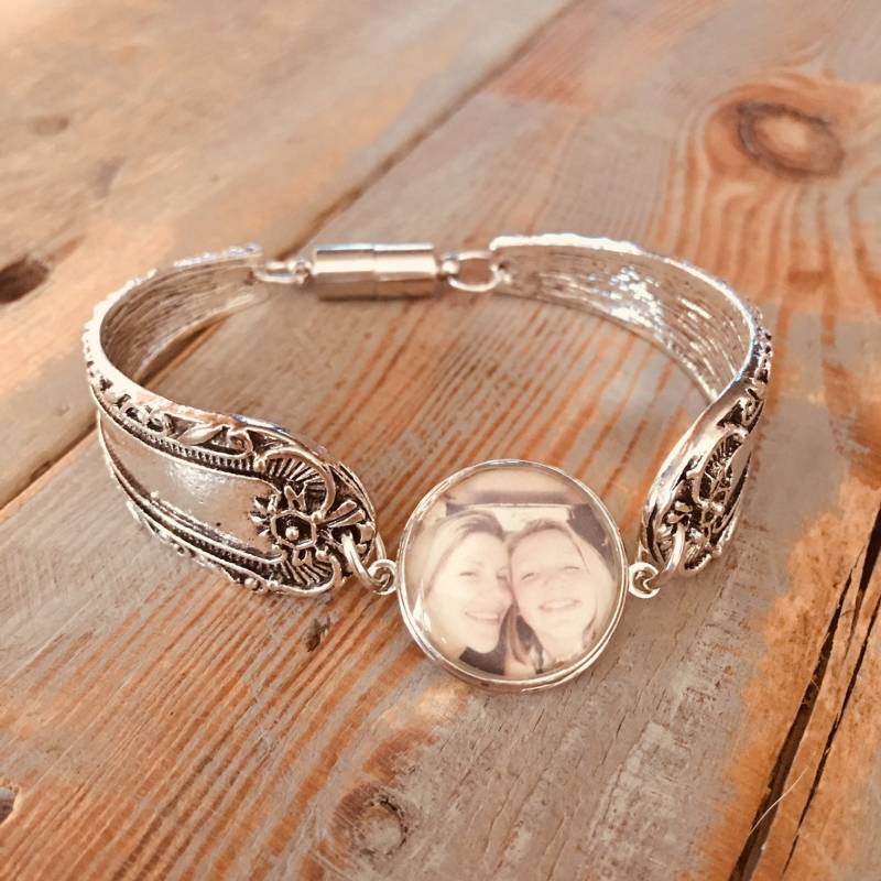 Boho Löffel Armband Foto Snap Charm Silber Armreif Ginger Noosa Austauschbar Geschenk Gingersnap 18 Mm Personalisierbar Magnetisch von DesignsbyTami