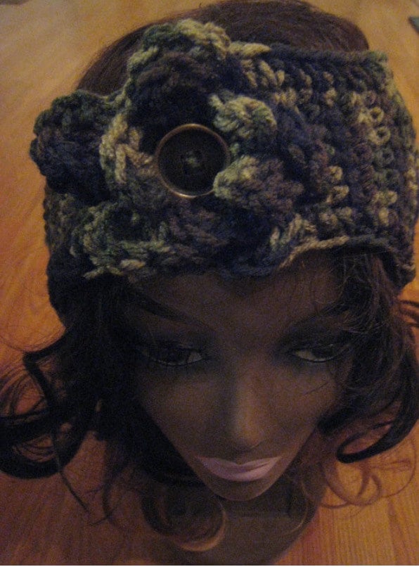 Handgemachtes Gehäkeltes Camouflage Stirnband Ohrenwärmer Geschenk Kostenloser Versand Winter Accessoire Geburtstagsgeschenk Unter 30 von DesignsbyTiffanyJ