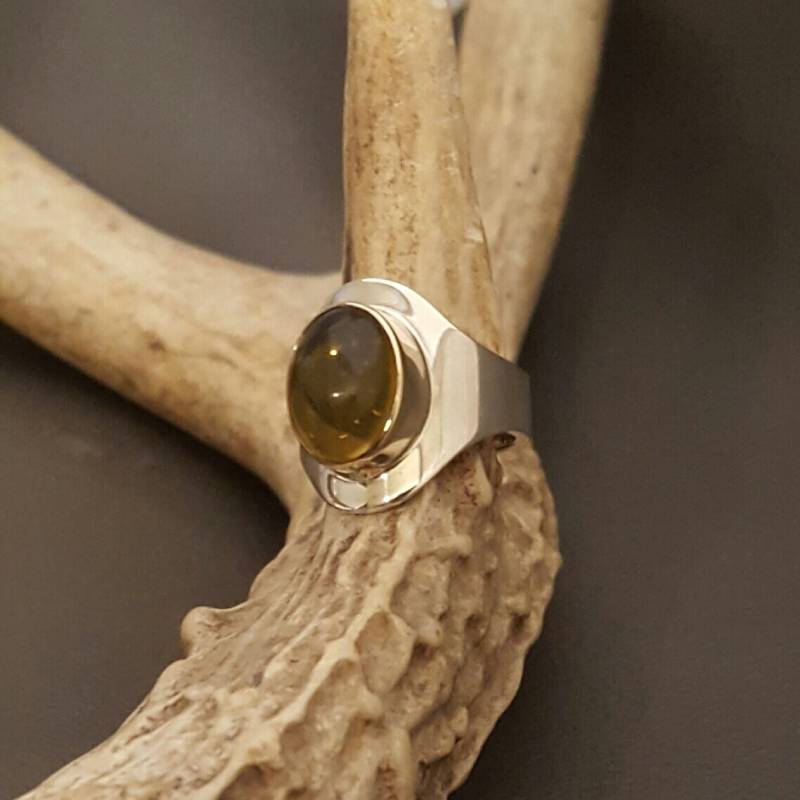 Gelber Opalring Aus Gelbgold Und Sterlingsilber von Designsbylindabickel