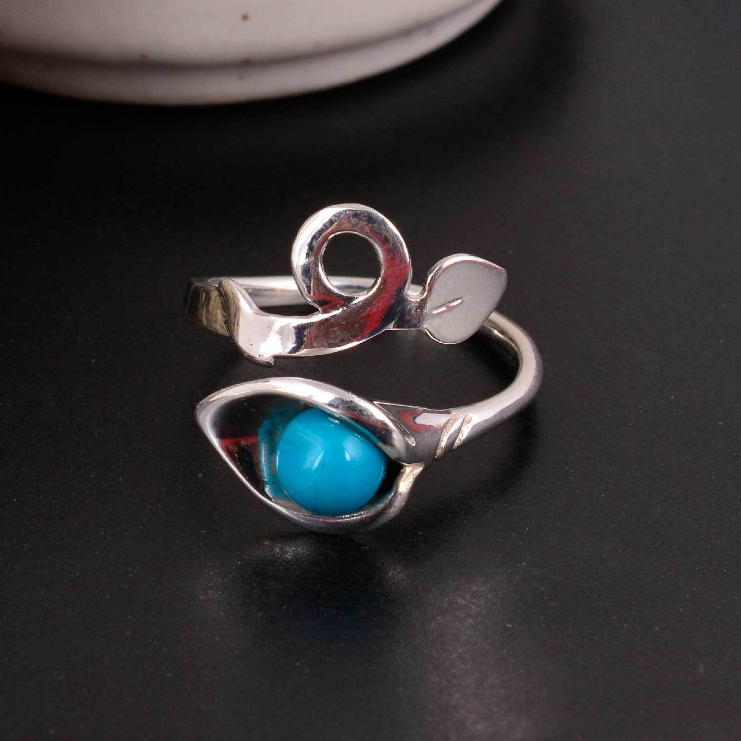 Türkis Ring, Silber Verstellbarer Vintage Ringe, Boho Schöner Personalisierter Geschenk Zum Valentinstag von Designsbynikhil