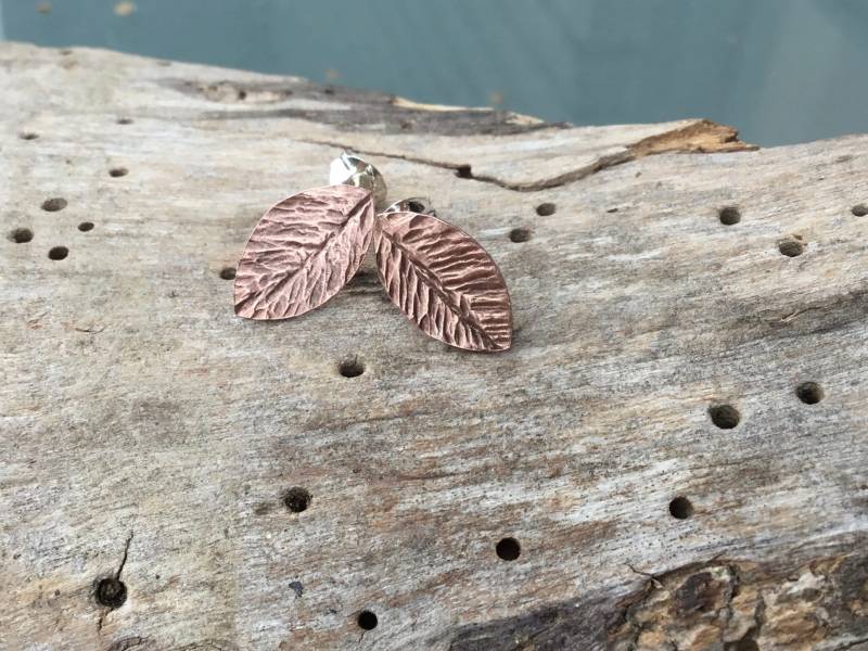 Blatt Kupfer Ohrringe, Blätter Reinem Ohrringe von Designvonmerrill