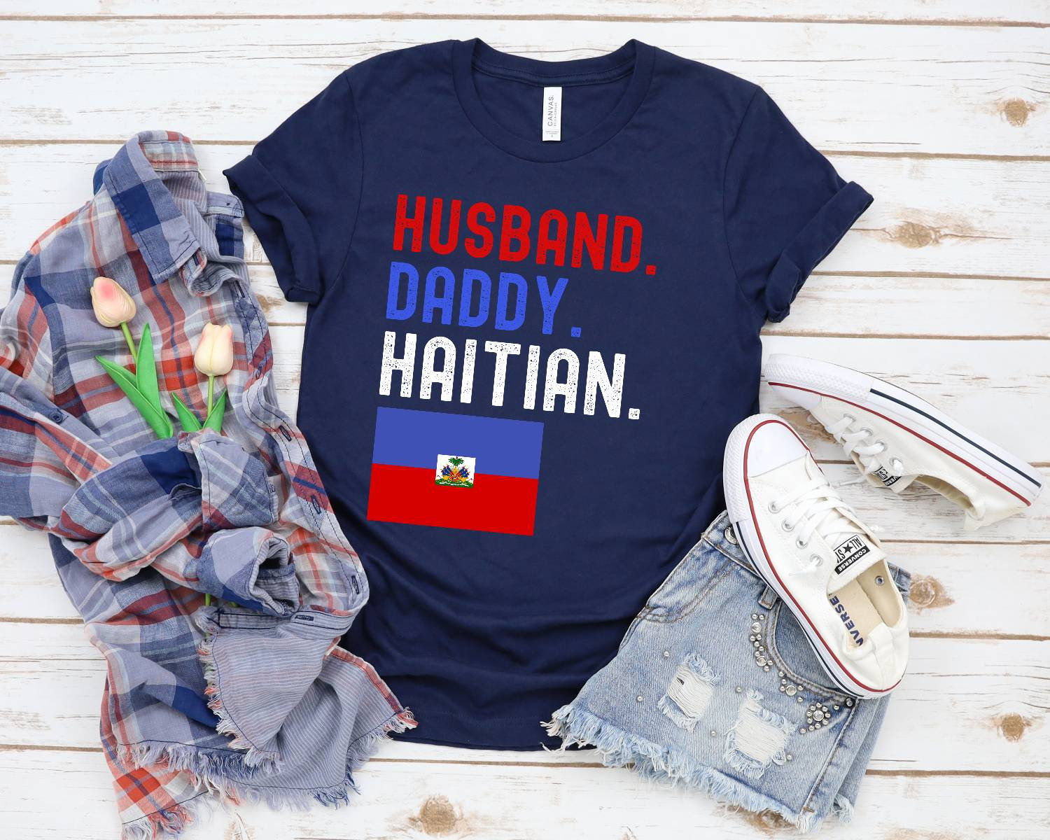 Haitianer Männer Shirt, Mann Papa T-Shirt, Geschenke, Haiti Flagge Tshirt, Vatertag Geschenk Und Ehemann von Designyouridea