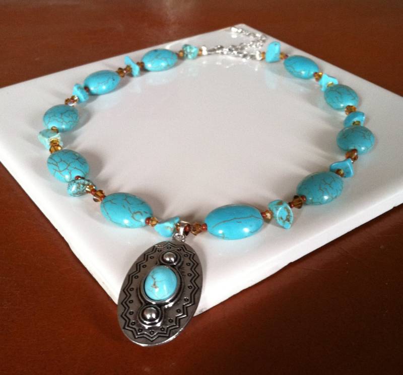 Türkis Und Amber Swavorski Kristall Kette Türkis Und Amber Swavorski Kristall Kette von DesignzbyDanni