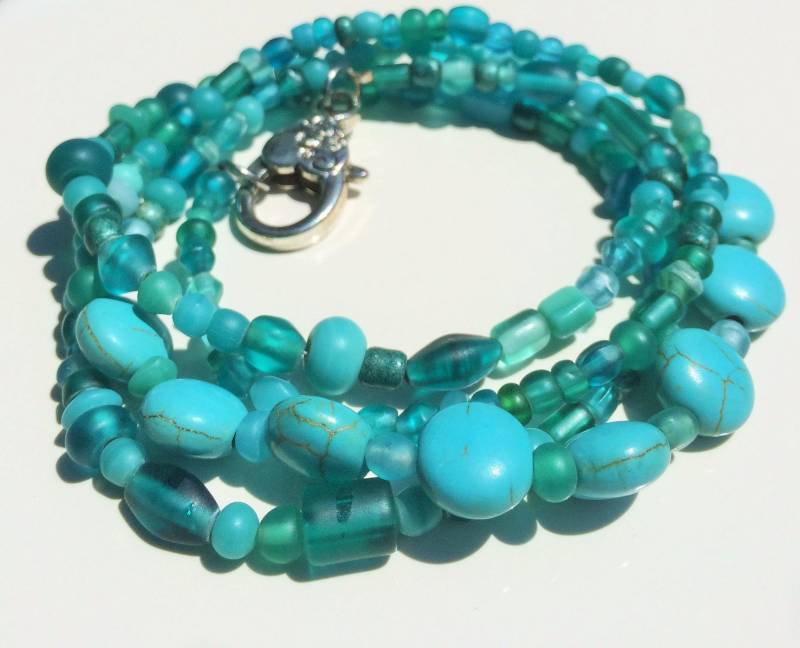 Türkis Und Petrol Seeglas Wickelarmband von DesignzbyDanni
