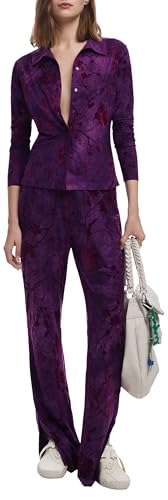 DESIGUAL CAMICIA MANICHE LUNGHE DONNA VIOLA von Desigual