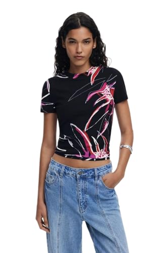 DESIGUAL T-SHIRT MANICHE CORTE DONNA NERO von Desigual