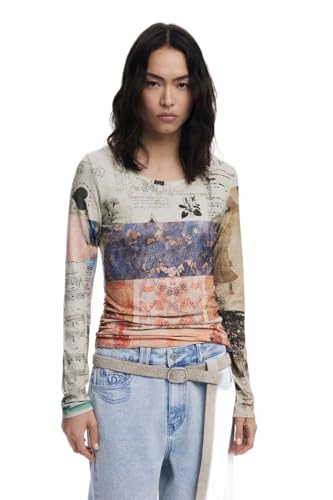 DESIGUAL T-SHIRT MANICHE LUNGHE DONNA BEIGE von Desigual
