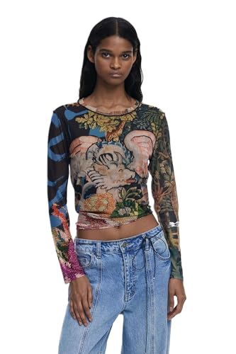 DESIGUAL T-SHIRT MANICHE LUNGHE DONNA NERO von Desigual