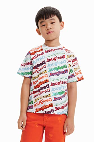 Desigual Boy's TS_LOGOMANIA 1000 Blanco Shirt, White, 8 Years von Desigual