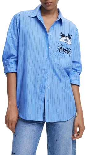 DESIGUAL CAMICIA MANICHE LUNGHE DONNA AZZURRO von Desigual
