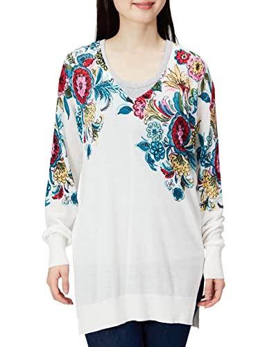 Desigual Damen 21SWJF681000XS Pullover, White, XS von Desigual