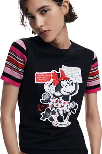 Desigual Damen 25SWTK39 T-Shirt, Black, S von Desigual