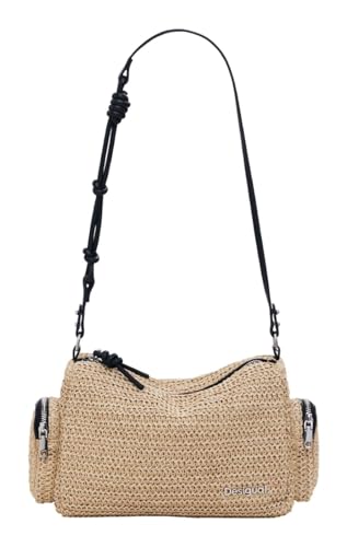 Desigual Logo Raffia Shoulder Bag Natural von Desigual