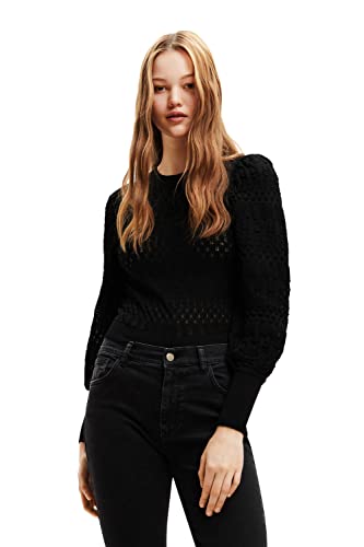 Desigual Damen Black Jers_ona 2000 Black Pullover Sweater, Schwarz, XS EU von Desigual