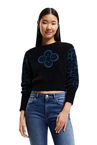 Desigual Damen Black Jers_rita 2000 Black Pullover Sweater, Schwarz, L EU von Desigual